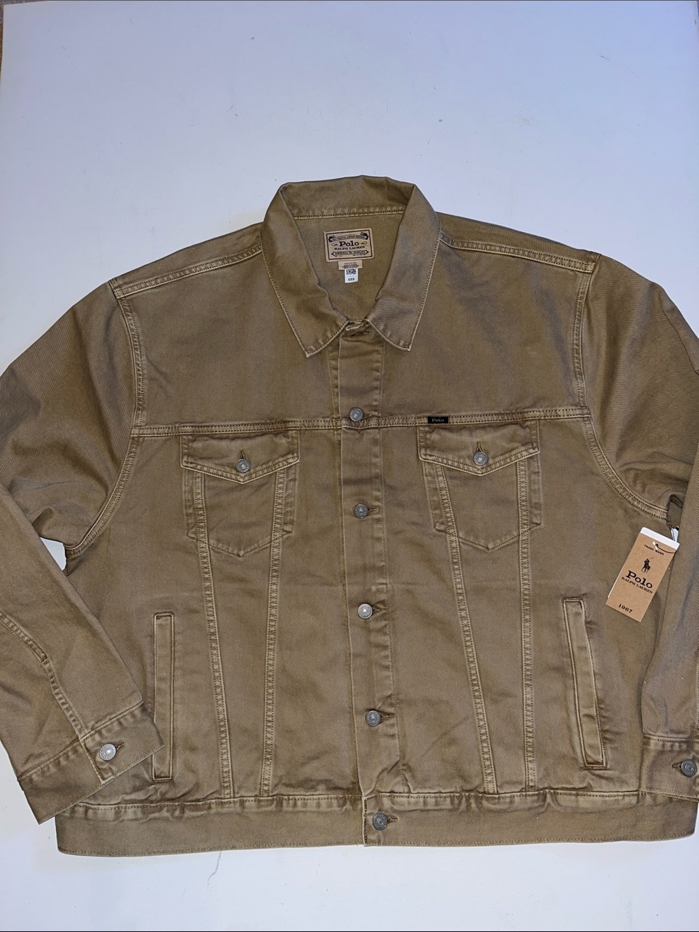 Polo Ralph Lauren Trucker Jacket Men's 3XB Denim Khaki Tan Twill Button  $228